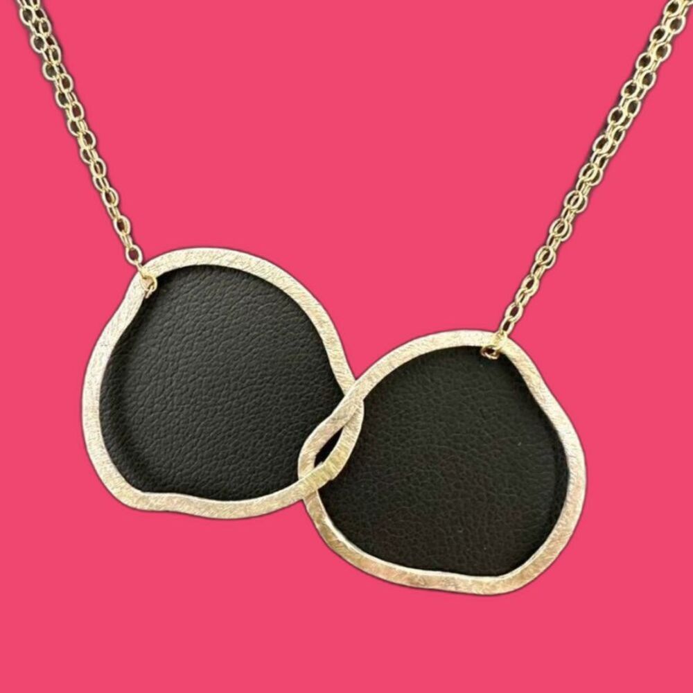 Sterling Silver Interlocking Double Open Circle Chain Necklace signed AS Gold